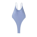 Maillot de bain une pièce dos nu uni à col en U 