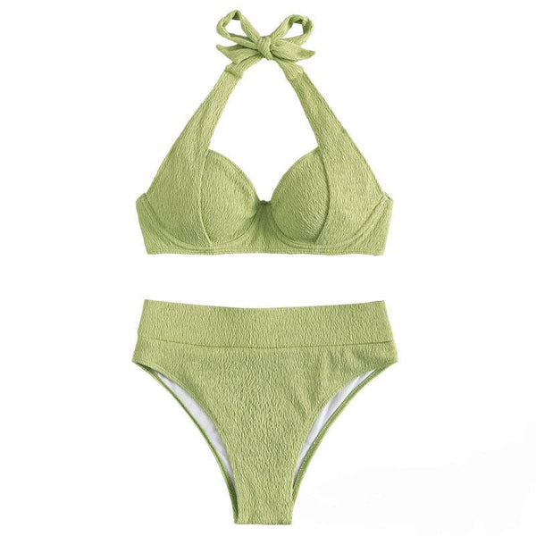 Maillot de bain bikini rembourré à nouer et à texture unie 