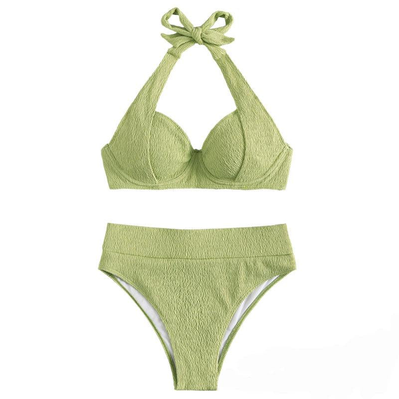 Maillot de bain bikini rembourré à nouer et à texture unie 