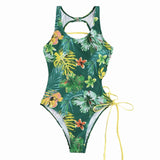 Maillot de bain une pièce à lacets ajourés et à nouer soi-même 