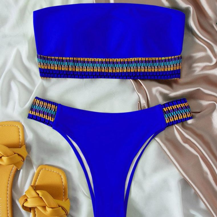 Traje de baño bikini de tubo en contraste 