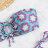 Maillot de bain bikini tube rembourré à nouer et motif floral contrasté 