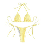 Traje de baño bikini con relleno y lazo, texturizado y liso 