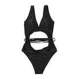 Maillot de bain une pièce à nouer, col en V, sans manches, dos nu 