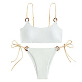 Traje de baño bikini con relleno y aro en forma de U con lazo en contraste 