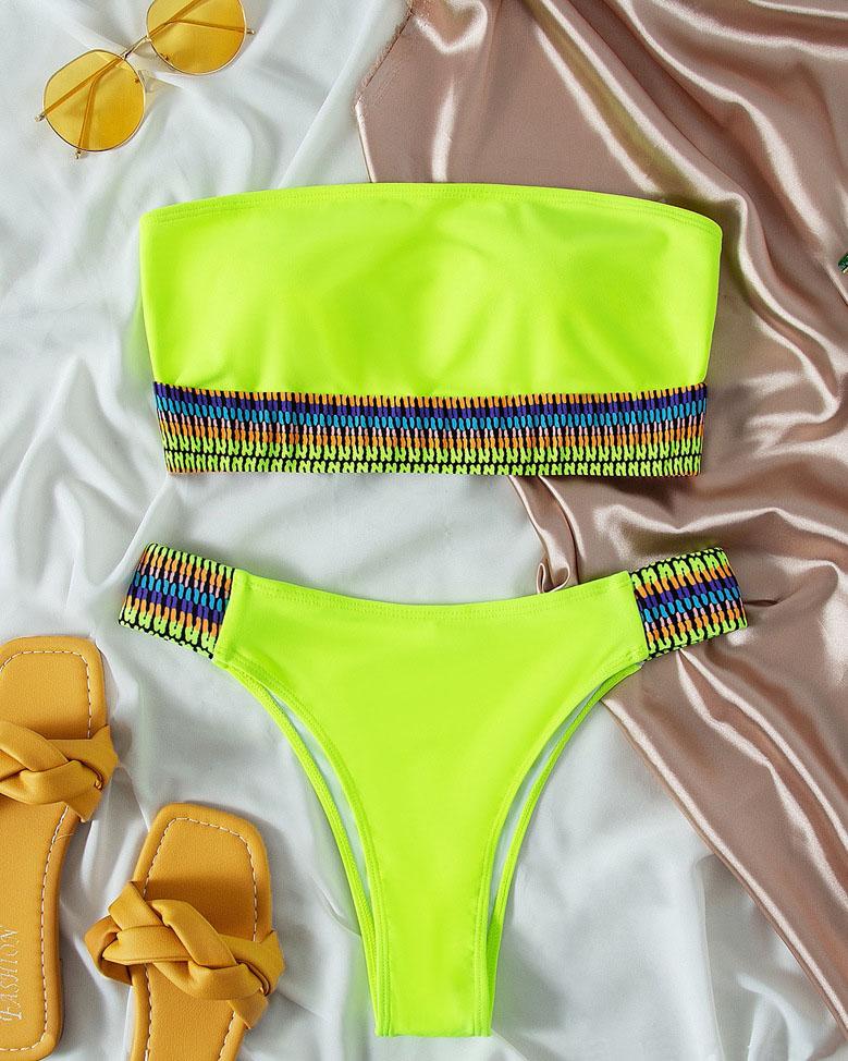 Traje de baño bikini de tubo en contraste 