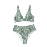 Maillot de bain bikini sans manches à col en V et motif floral 