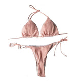 Traje de baño bikini con relleno y lazo, texturizado y liso 