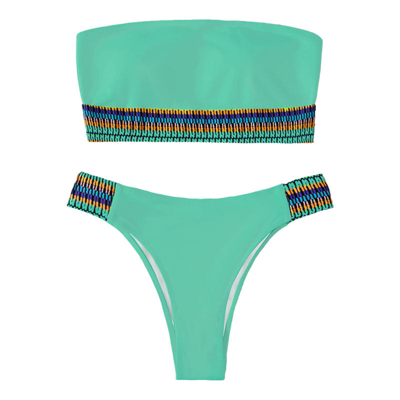 Traje de baño bikini de tubo en contraste 