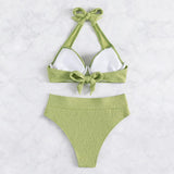 Maillot de bain bikini rembourré à nouer et à texture unie 