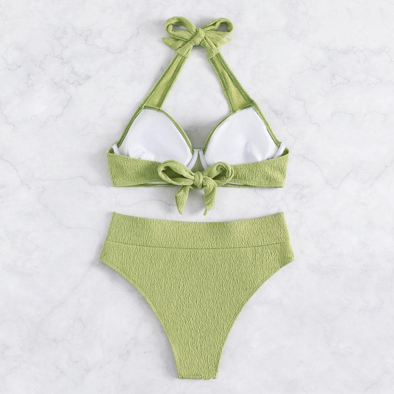 Maillot de bain bikini rembourré à nouer et à texture unie 
