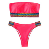 Traje de baño bikini de tubo en contraste 