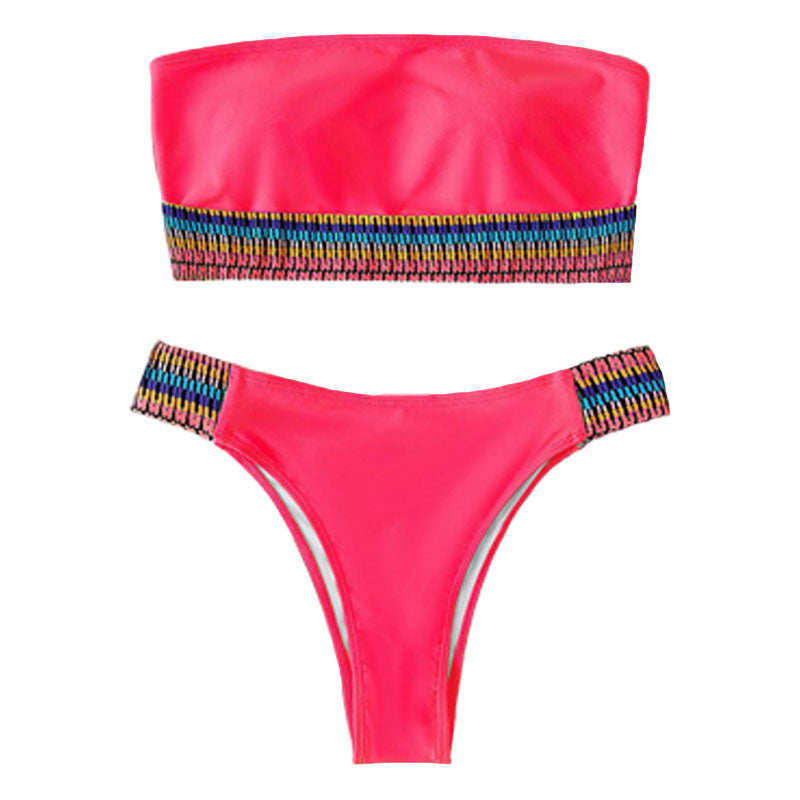 Traje de baño bikini de tubo en contraste 