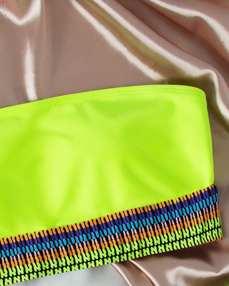 Traje de baño bikini de tubo en contraste 