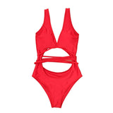 Maillot de bain une pièce à nouer, col en V, sans manches, dos nu 