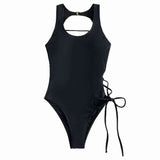 Maillot de bain une pièce à lacets ajourés et à nouer soi-même 
