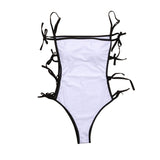 Maillot de bain une pièce à col carré et noué à l'épaule contrasté 