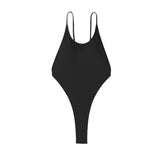 Maillot de bain une pièce dos nu uni à col en U 