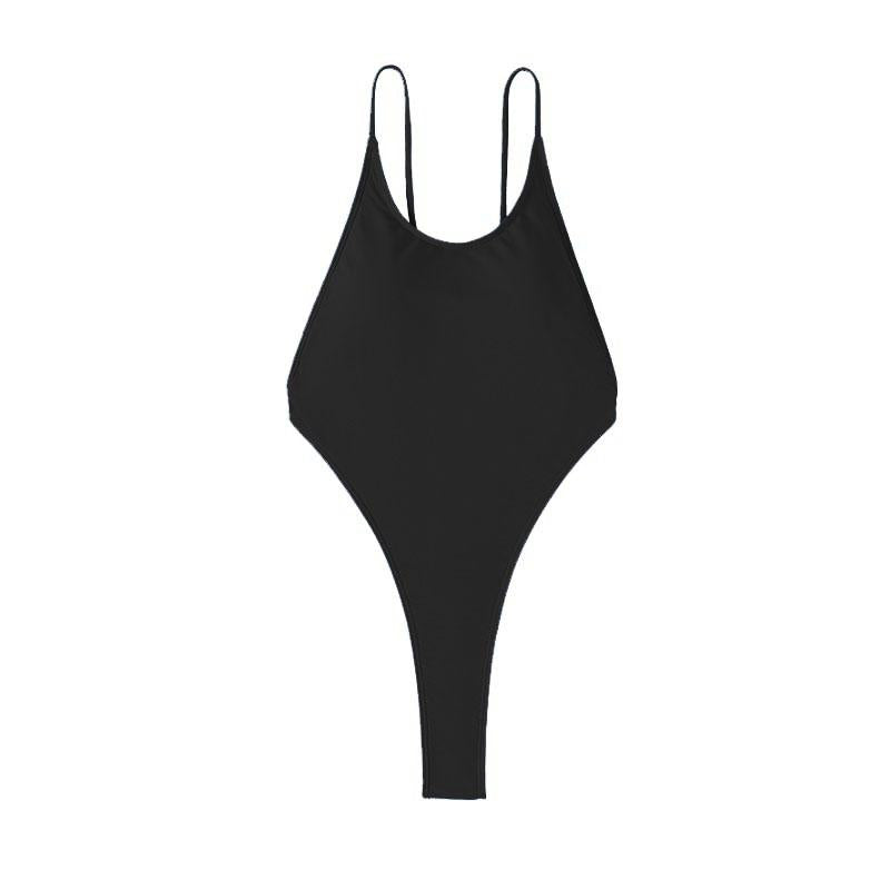 Maillot de bain une pièce dos nu uni à col en U 