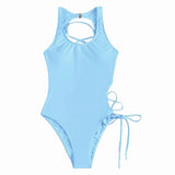 Maillot de bain une pièce à lacets ajourés et à nouer soi-même 