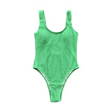 Traje de baño de una pieza liso con cuello en U, sin mangas y texturizado 