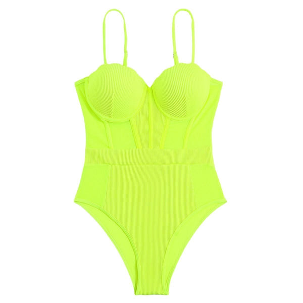 Maillot de bain une pièce rembourré à col en cœur uni 
