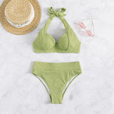 Maillot de bain bikini rembourré à nouer et à texture unie 