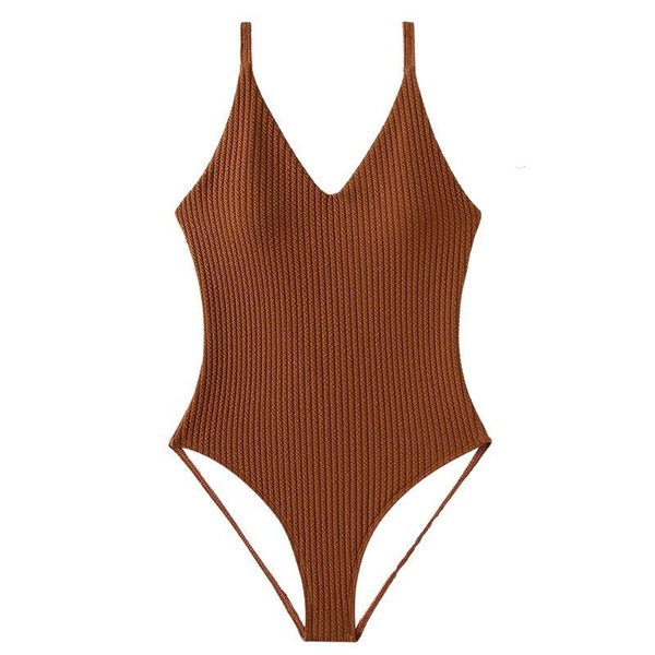 Maillot de bain une pièce rembourré uni à dos croisé 