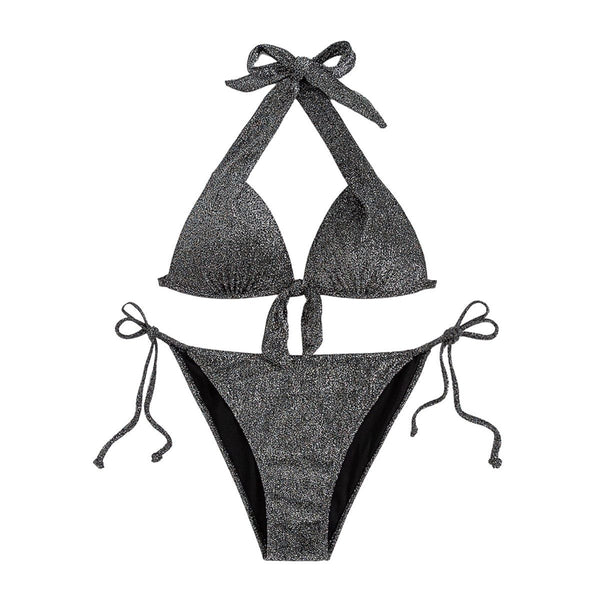 Maillot de bain bikini dos nu texturé à nouer soi-même 