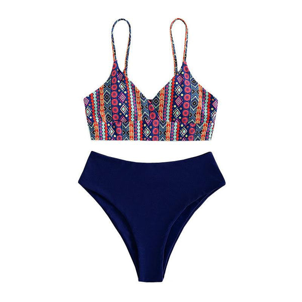 Maillot de bain bikini à imprimé contrasté 