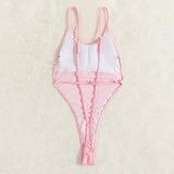 Maillot de bain une pièce dos nu uni à col en U 