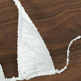 Maillot de bain bikini dos nu texturé uni à nouer soi-même 