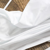 Maillot de bain 3 pièces uni à col bénitier, dos croisé, froncé et noué 