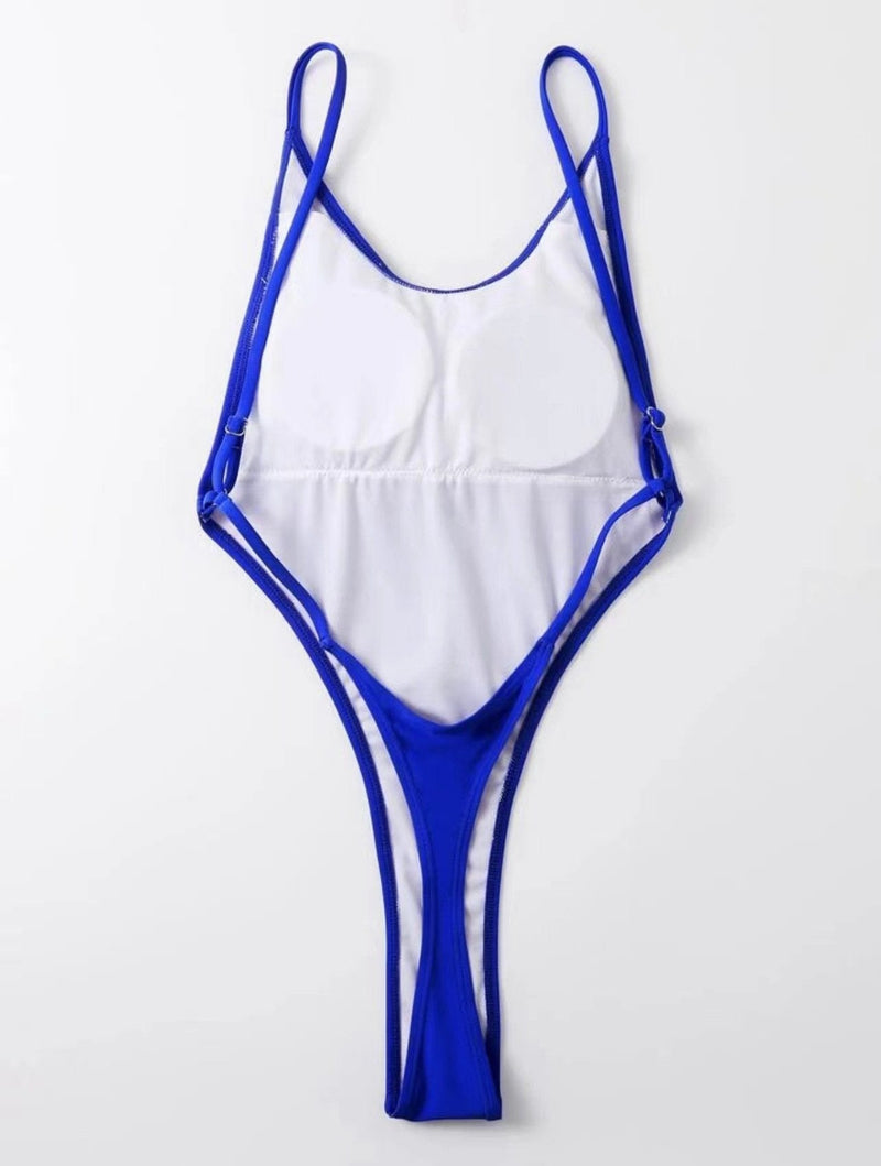 Traje de baño de una pieza sin espalda, sólido, con cuello en U y acolchado 
