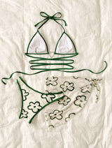 Maillot de bain 3 pièces rembourré à motif floral contrasté et licou 