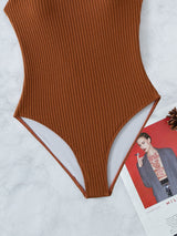 Maillot de bain une pièce rembourré uni à dos croisé 