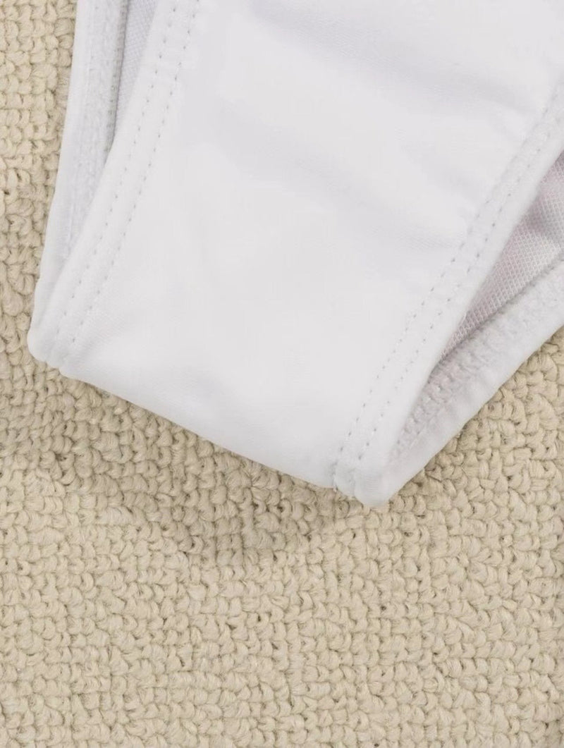 Maillot de bain 3 pièces dos nu à nouer et à pompons 