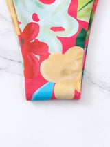 Maillot de bain 3 pièces en maille à imprimé floral avec cordon de serrage et dos nu 