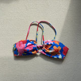 Maillot de bain bikini dos nu à motif floral contrasté croisé 