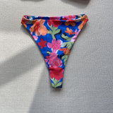 Maillot de bain bikini dos nu à motif floral contrasté croisé 