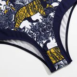 Maillot de bain une pièce à imprimé contrasté, col en cœur, à nouer soi-même, avec jupe de plage 