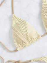 Traje de baño bikini con relleno y lazo, texturizado y liso 