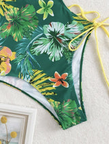 Maillot de bain une pièce à lacets ajourés et à nouer soi-même 