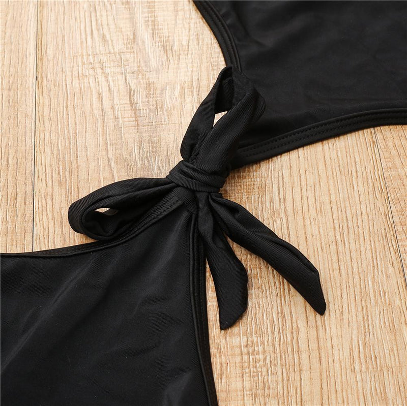 Maillot de bain une pièce à nouer, col en V, sans manches, dos nu 