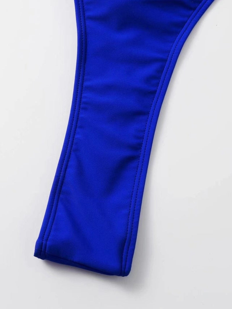 Traje de baño de una pieza sin espalda, sólido, con cuello en U y acolchado 