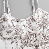 Maillot de bain une pièce à imprimé contrasté, col en V, dos nu, avec jupe de plage 
