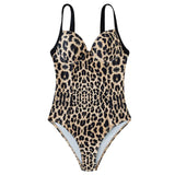 Leopard padded backless one piece swimwear