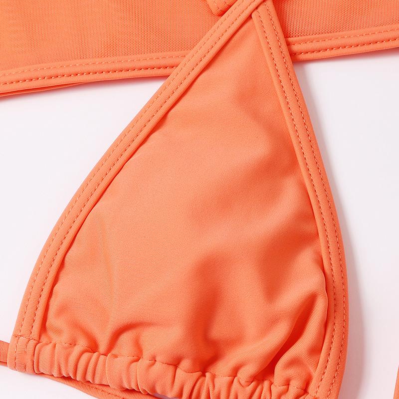 Traje de baño de 3 piezas con cuello halter, cruzado, con aro o y relleno de malla sólida 
