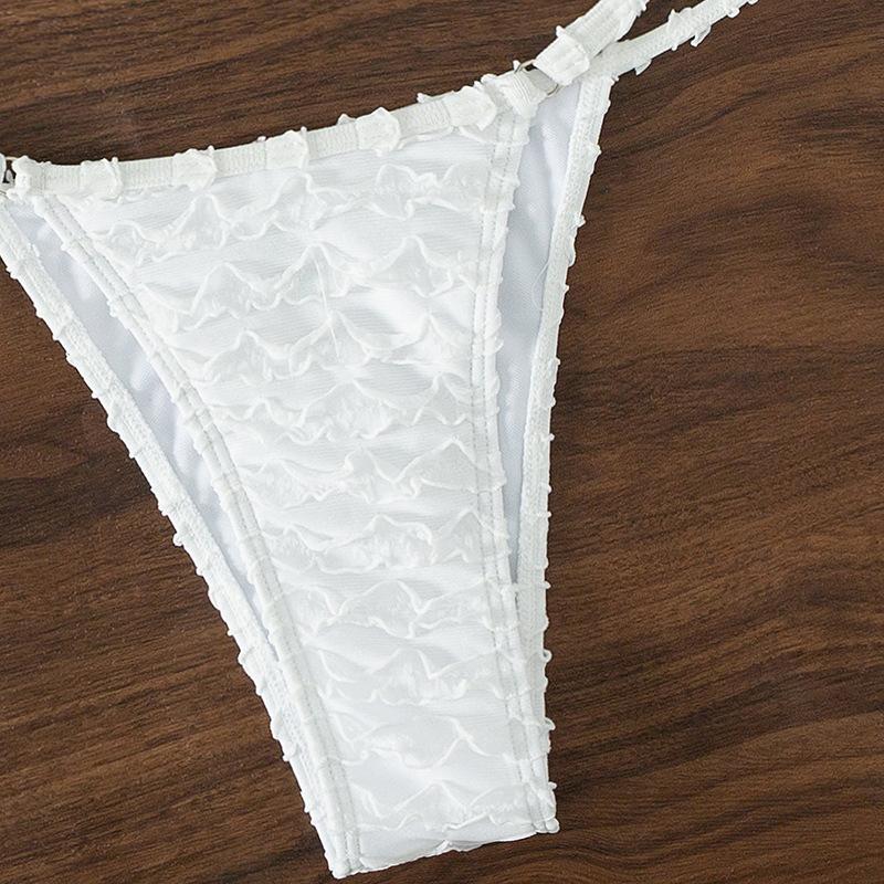 Maillot de bain bikini dos nu texturé uni à nouer soi-même 