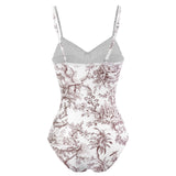 Maillot de bain une pièce à imprimé contrasté, col en V, dos nu, avec jupe de plage 